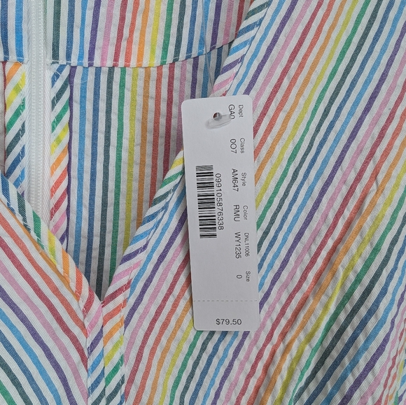 NWT J. Crew V-neck Peplum Top in Rainbow Seersucker Woman's XS - Picture 3 of 11